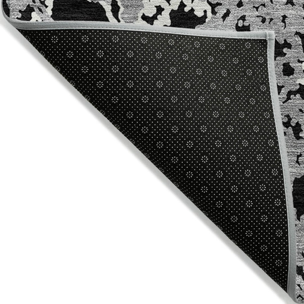 HomeRoots 5' Black and Gray Abstract Area Rug – Modern, Washable, Indoor/Outdoor Design for High-Traffic Spaces 9' X 12' 614129