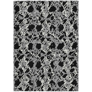 HomeRoots 5' Black and Gray Abstract Area Rug – Modern, Washable, Indoor/Outdoor Design for High-Traffic Spaces 9' X 12' 614129