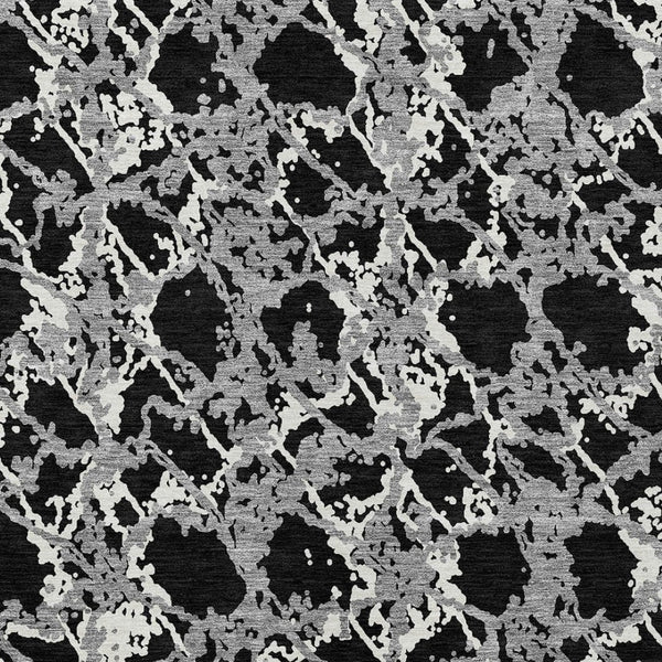 HomeRoots 5' Black and Gray Abstract Area Rug – Modern, Washable, Indoor/Outdoor Design for High-Traffic Spaces 10' X 14' 614130