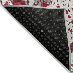 HomeRoots 5' Stylish Burgundy and Ivory Abstract Area Rug for Indoor and Outdoor Use - Durable and Washable 5' X 8' 614138
