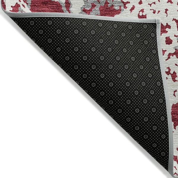 HomeRoots 5' Stylish Burgundy and Ivory Abstract Area Rug for Indoor and Outdoor Use - Durable and Washable 5' X 8' 614138