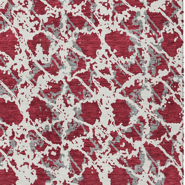 HomeRoots 5' Stylish Burgundy and Ivory Abstract Area Rug for Indoor and Outdoor Use - Durable and Washable 5' X 8' 614138