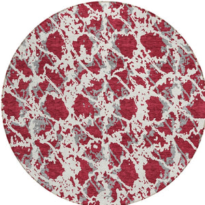 HomeRoots 5' Stylish Burgundy and Ivory Abstract Area Rug for Indoor and Outdoor Use - Durable and Washable 8' Round 614139