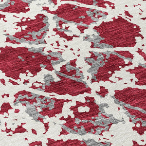 HomeRoots 5' Stylish Burgundy and Ivory Abstract Area Rug for Indoor and Outdoor Use - Durable and Washable 8' Round 614139