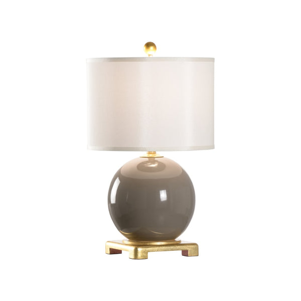 Wildwood Kira Gray Ceramic Table Lamp With Gold Leaf Base, Silkette Shade, 24" Height — Luxe Ambient Lighting 61414