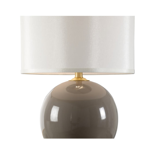 Wildwood Kira Gray Ceramic Table Lamp With Gold Leaf Base, Silkette Shade, 24" Height — Luxe Ambient Lighting 61414