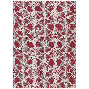 HomeRoots 5' Stylish Burgundy and Ivory Abstract Area Rug for Indoor and Outdoor Use - Durable and Washable 8' X 10' 614140