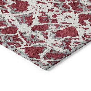 HomeRoots 5' Stylish Burgundy and Ivory Abstract Area Rug for Indoor and Outdoor Use - Durable and Washable 8' X 10' 614140