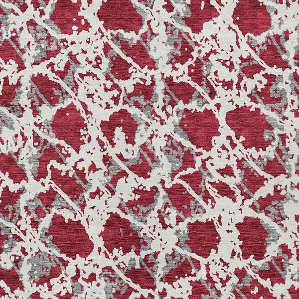 HomeRoots 5' Stylish Burgundy and Ivory Abstract Area Rug for Indoor and Outdoor Use - Durable and Washable 8' X 10' 614140