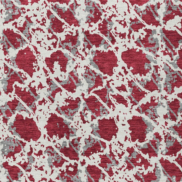 HomeRoots 5' Stylish Burgundy and Ivory Abstract Area Rug for Indoor and Outdoor Use - Durable and Washable 9' X 12' 614141