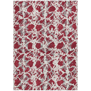 HomeRoots 5' Stylish Burgundy and Ivory Abstract Area Rug for Indoor and Outdoor Use - Durable and Washable 10' X 14' 614142