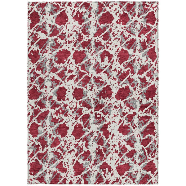 HomeRoots 5' Stylish Burgundy and Ivory Abstract Area Rug for Indoor and Outdoor Use - Durable and Washable 10' X 14' 614142