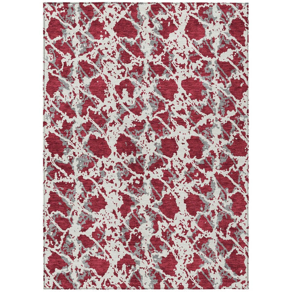 HomeRoots 5' Stylish Burgundy and Ivory Abstract Area Rug for Indoor and Outdoor Use - Durable and Washable 10' X 14' 614142