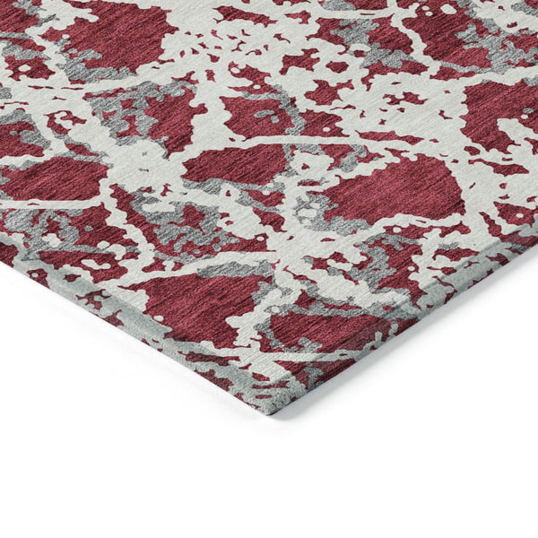 HomeRoots 5' Stylish Burgundy and Ivory Abstract Area Rug for Indoor and Outdoor Use - Durable and Washable 10' X 14' 614142