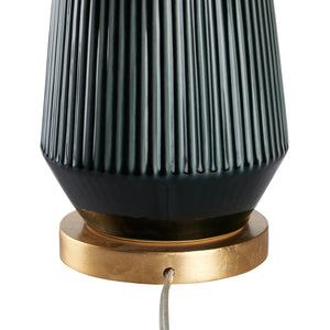 Wildwood Penelope Teal Ceramic Table Lamp With Gold Accents And White Drum Shade — Transitional 27" Height 61415