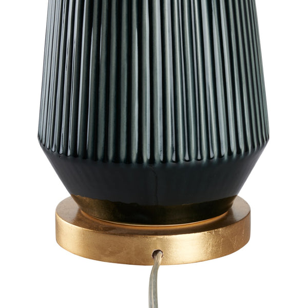 Wildwood Penelope Teal Ceramic Table Lamp With Gold Accents And White Drum Shade — Transitional 27" Height 61415