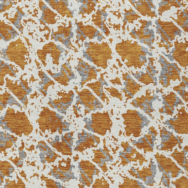 HomeRoots 5' Copper and Ivory Abstract Rug - Washable, Durable Design for Indoor and Outdoor Spaces, Family-Friendly 5' X 8' 614150