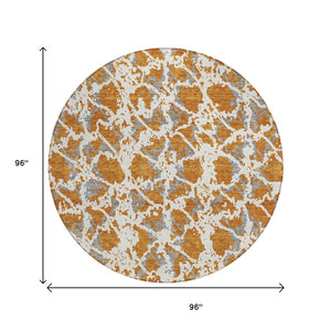 HomeRoots 5' Copper and Ivory Abstract Rug - Washable, Durable Design for Indoor and Outdoor Spaces, Family-Friendly 8' Round 614151