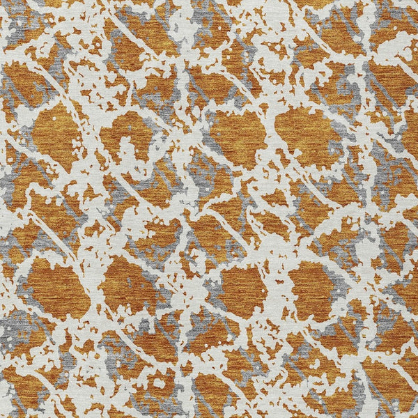 HomeRoots 5' Copper and Ivory Abstract Rug - Washable, Durable Design for Indoor and Outdoor Spaces, Family-Friendly 8' X 10' 614152