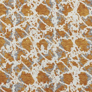 HomeRoots 5' Copper and Ivory Abstract Rug - Washable, Durable Design for Indoor and Outdoor Spaces, Family-Friendly 9' X 12' 614153