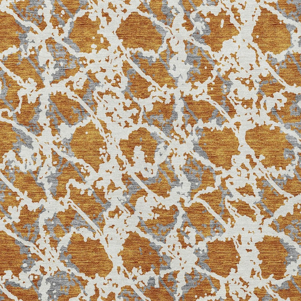 HomeRoots 5' Copper and Ivory Abstract Rug - Washable, Durable Design for Indoor and Outdoor Spaces, Family-Friendly 9' X 12' 614153