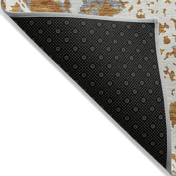 HomeRoots 5' Copper and Ivory Abstract Rug - Washable, Durable Design for Indoor and Outdoor Spaces, Family-Friendly 10' X 14' 614154