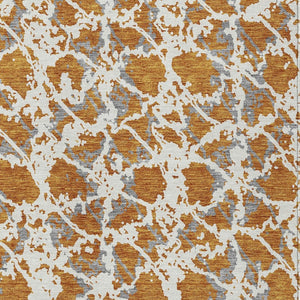HomeRoots 5' Copper and Ivory Abstract Rug - Washable, Durable Design for Indoor and Outdoor Spaces, Family-Friendly 10' X 14' 614154