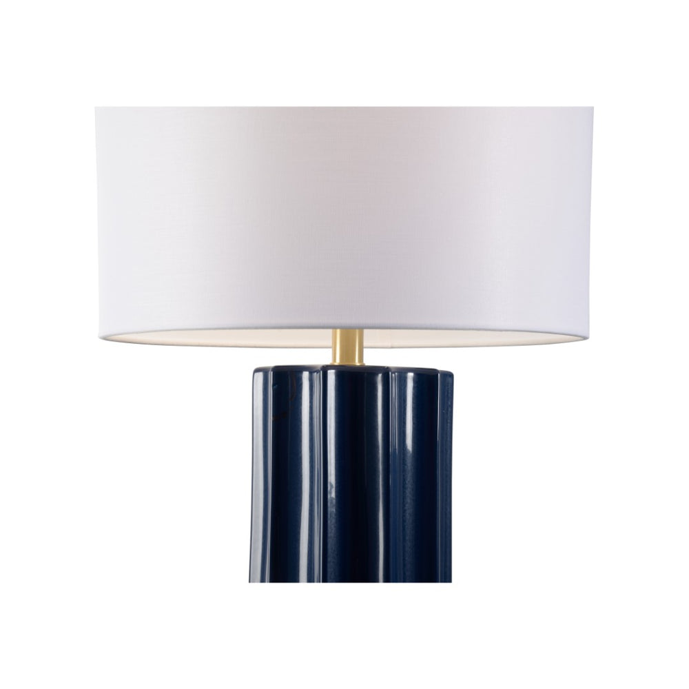 Wildwood Raya Fluted Ceramic Lamp With Vivid Blue Glaze And Clear Acrylic Base — 28" Sculptural Ambient Light 61416