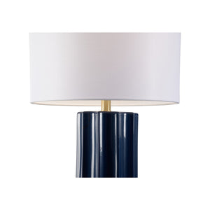 Wildwood Raya Fluted Ceramic Lamp With Vivid Blue Glaze And Clear Acrylic Base — 28" Sculptural Ambient Light 61416