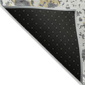 HomeRoots 5' Abstract Gray and Ivory Area Rug - Stylish, Washable, and Durable for Indoor or Outdoor Use 5' X 8' 614162