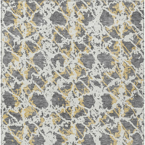 HomeRoots 5' Abstract Gray and Ivory Area Rug - Stylish, Washable, and Durable for Indoor or Outdoor Use 8' X 10' 614164