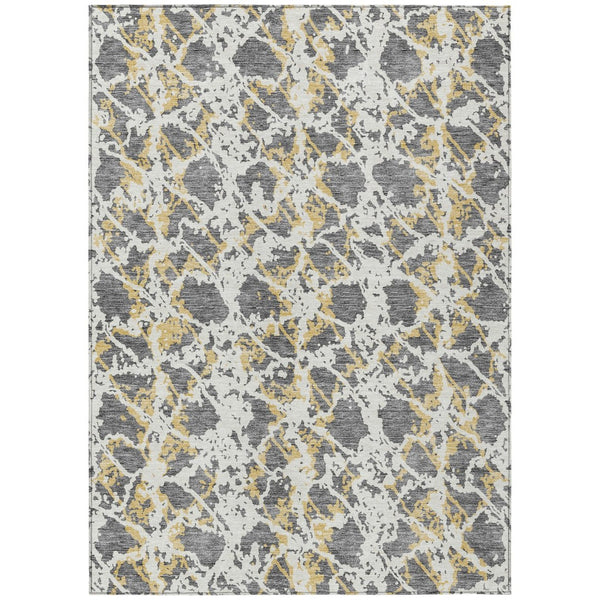 HomeRoots 5' Abstract Gray and Ivory Area Rug - Stylish, Washable, and Durable for Indoor or Outdoor Use 8' X 10' 614164