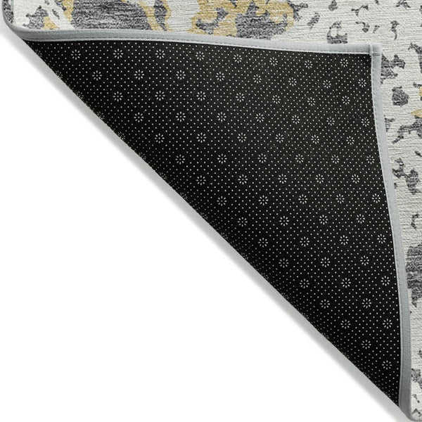 HomeRoots 5' Abstract Gray and Ivory Area Rug - Stylish, Washable, and Durable for Indoor or Outdoor Use 8' X 10' 614164