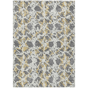 HomeRoots 5' Abstract Gray and Ivory Area Rug - Stylish, Washable, and Durable for Indoor or Outdoor Use 9' X 12' 614165
