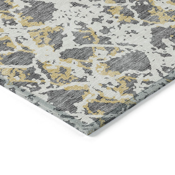 HomeRoots 5' Abstract Gray and Ivory Area Rug - Stylish, Washable, and Durable for Indoor or Outdoor Use 9' X 12' 614165