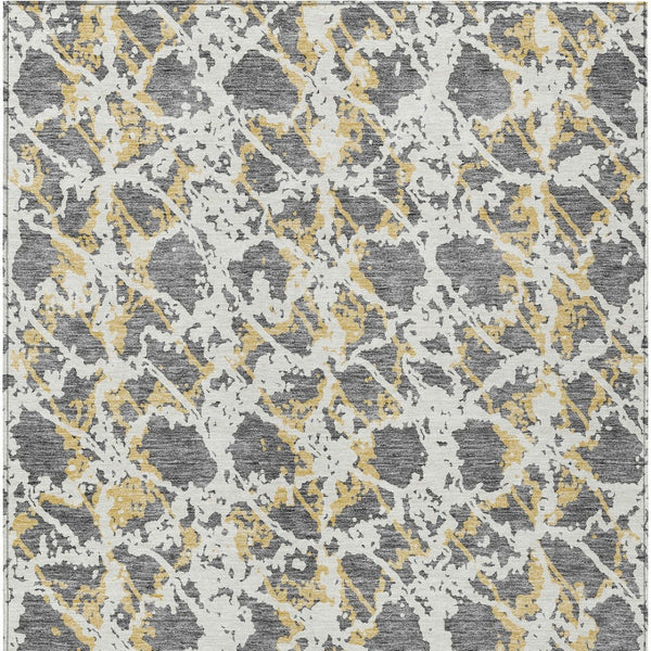 HomeRoots 5' Abstract Gray and Ivory Area Rug - Stylish, Washable, and Durable for Indoor or Outdoor Use 9' X 12' 614165