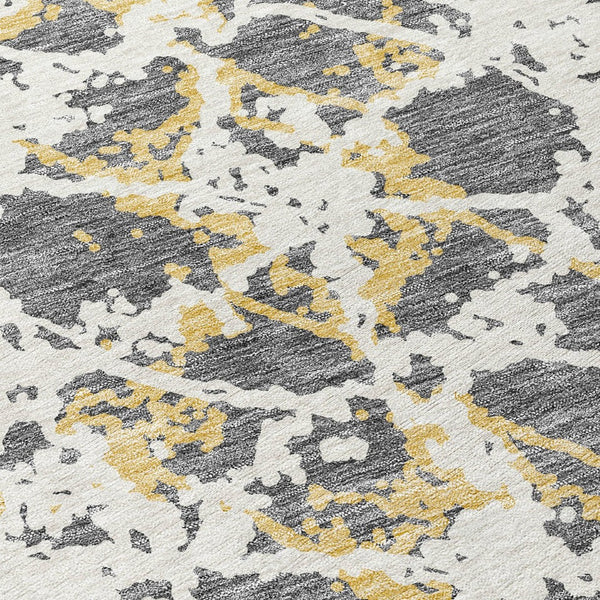 HomeRoots 5' Abstract Gray and Ivory Area Rug - Stylish, Washable, and Durable for Indoor or Outdoor Use 9' X 12' 614165