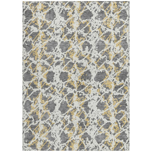 HomeRoots 5' Abstract Gray and Ivory Area Rug - Stylish, Washable, and Durable for Indoor or Outdoor Use 10' X 14' 614166