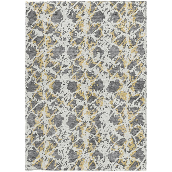 HomeRoots 5' Abstract Gray and Ivory Area Rug - Stylish, Washable, and Durable for Indoor or Outdoor Use 10' X 14' 614166