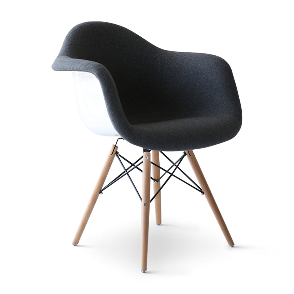 English Elm Daw Upholstered Fiberglass Chair in Dark Grey Cashmere with Solid Wood Legs, Fire-Resistant Comfort B353P346386