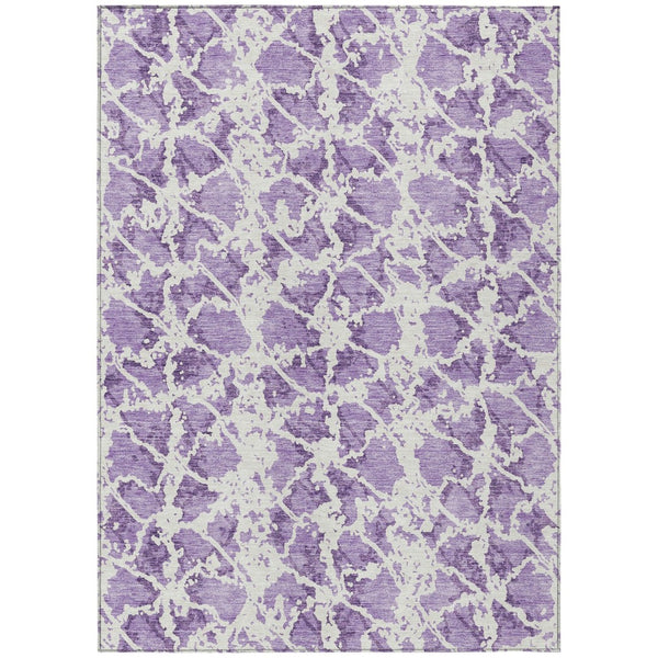 HomeRoots 5' Lilac and Ivory Abstract Area Rug - Stylish, Durable, Machine Washable for Indoor and Outdoor Use 5' X 8' 614174