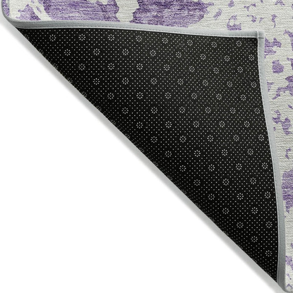 HomeRoots 5' Lilac and Ivory Abstract Area Rug - Stylish, Durable, Machine Washable for Indoor and Outdoor Use 5' X 8' 614174