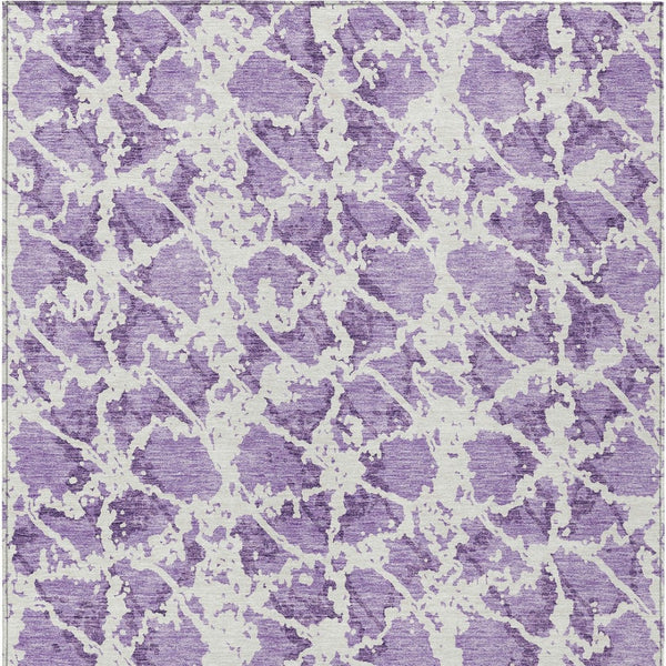 HomeRoots 5' Lilac and Ivory Abstract Area Rug - Stylish, Durable, Machine Washable for Indoor and Outdoor Use 5' X 8' 614174