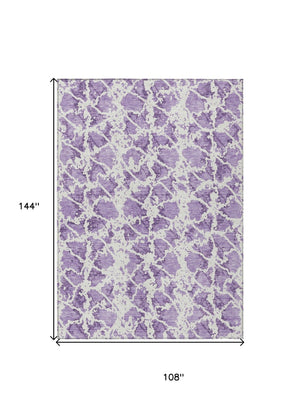 HomeRoots 5' Lilac and Ivory Abstract Area Rug - Stylish, Durable, Machine Washable for Indoor and Outdoor Use 9' X 12' 614177