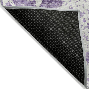 HomeRoots 5' Lilac and Ivory Abstract Area Rug - Stylish, Durable, Machine Washable for Indoor and Outdoor Use 9' X 12' 614177