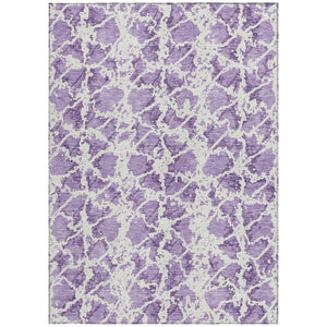 HomeRoots 5' Lilac and Ivory Abstract Area Rug - Stylish, Durable, Machine Washable for Indoor and Outdoor Use 9' X 12' 614177