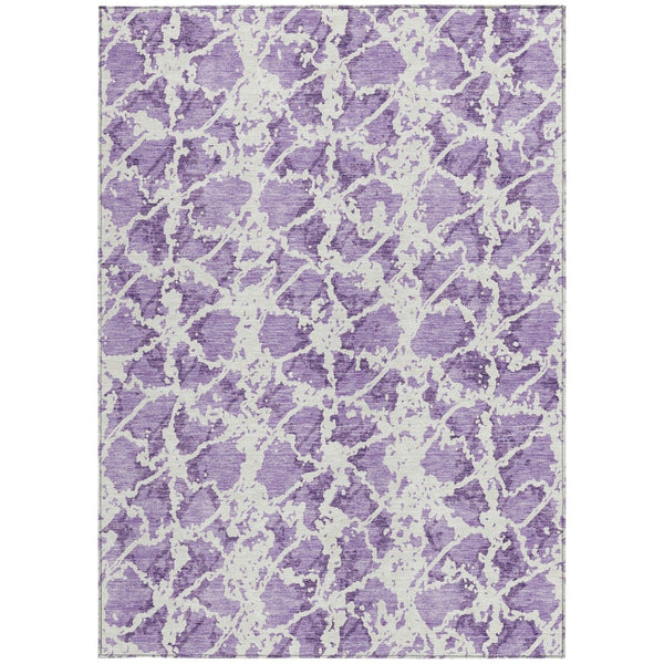 HomeRoots 5' Lilac and Ivory Abstract Area Rug - Stylish, Durable, Machine Washable for Indoor and Outdoor Use 9' X 12' 614177