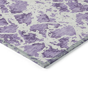 HomeRoots 5' Lilac and Ivory Abstract Area Rug - Stylish, Durable, Machine Washable for Indoor and Outdoor Use 10' X 14' 614178