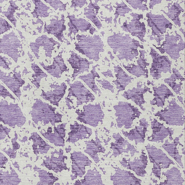 HomeRoots 5' Lilac and Ivory Abstract Area Rug - Stylish, Durable, Machine Washable for Indoor and Outdoor Use 10' X 14' 614178