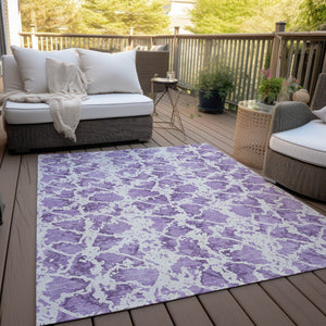 HomeRoots 5' Lilac and Ivory Abstract Area Rug - Stylish, Durable, Machine Washable for Indoor and Outdoor Use 10' X 14' 614178